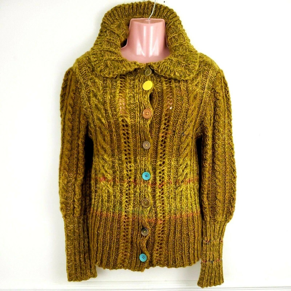 Vintage Cable Knit Cardigan Sweater Button Front